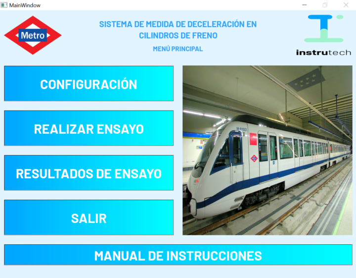 Deceleration measurement system for brake cylinders - Main Menu